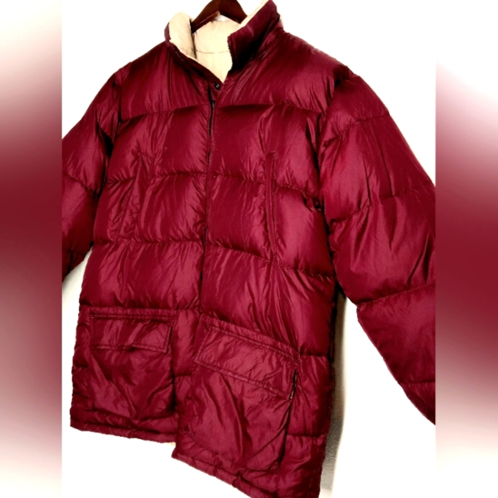 Lands End Goose Down Reversible Puffer Jacket Size Xl… Gem